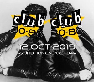 Wham! with Club 30-80 logos as faces